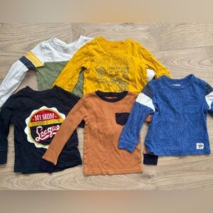 Boys Long Sleeve Shirt Bundle 24M 2T OshKosh Toddler Graphic Tops Lot